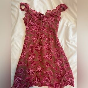 Printed Fuchsia Pink Mini Dress